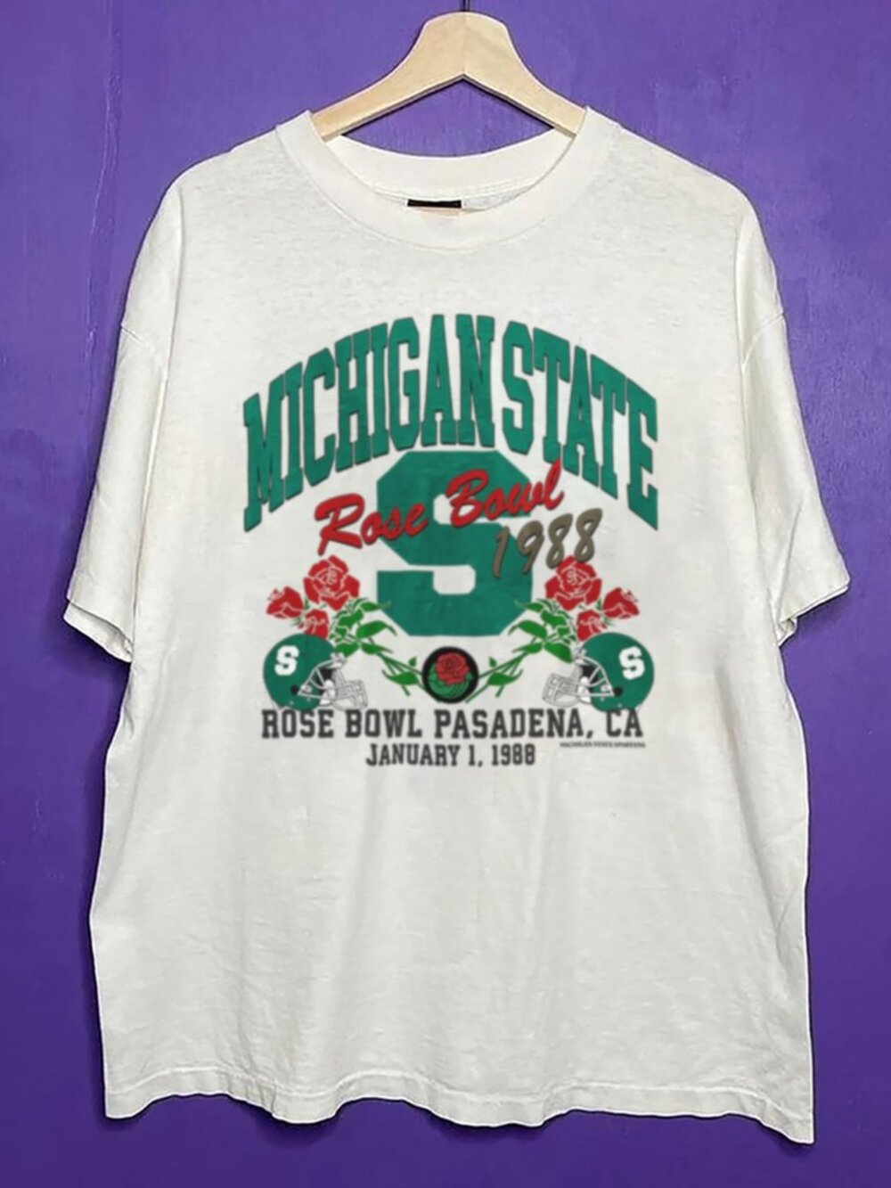 Vintage 90’s Michigan State Spartans 1988 Rose Bowl Shirt, Football NCAA Shirt